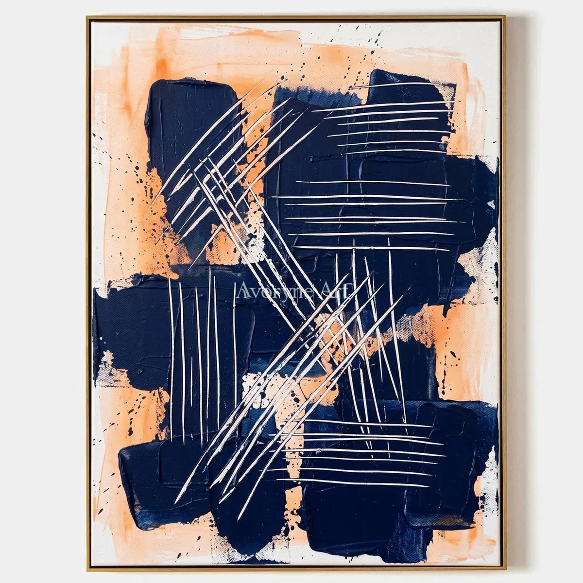Silver Current, hand-painted abstract brushwork wall art by Marco Ferrari