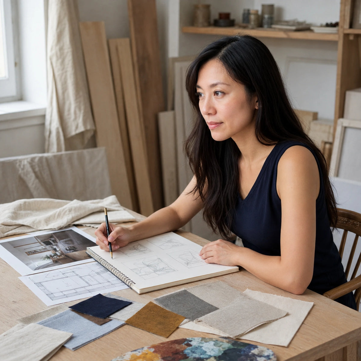 Nadia Tan preparing the brief for a custom artwork