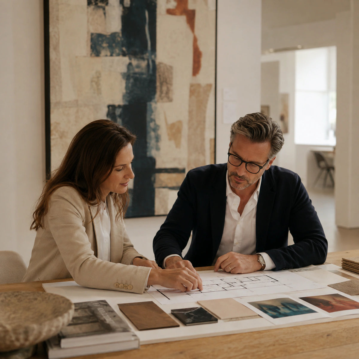 Original painting selected for a collector-centred interior