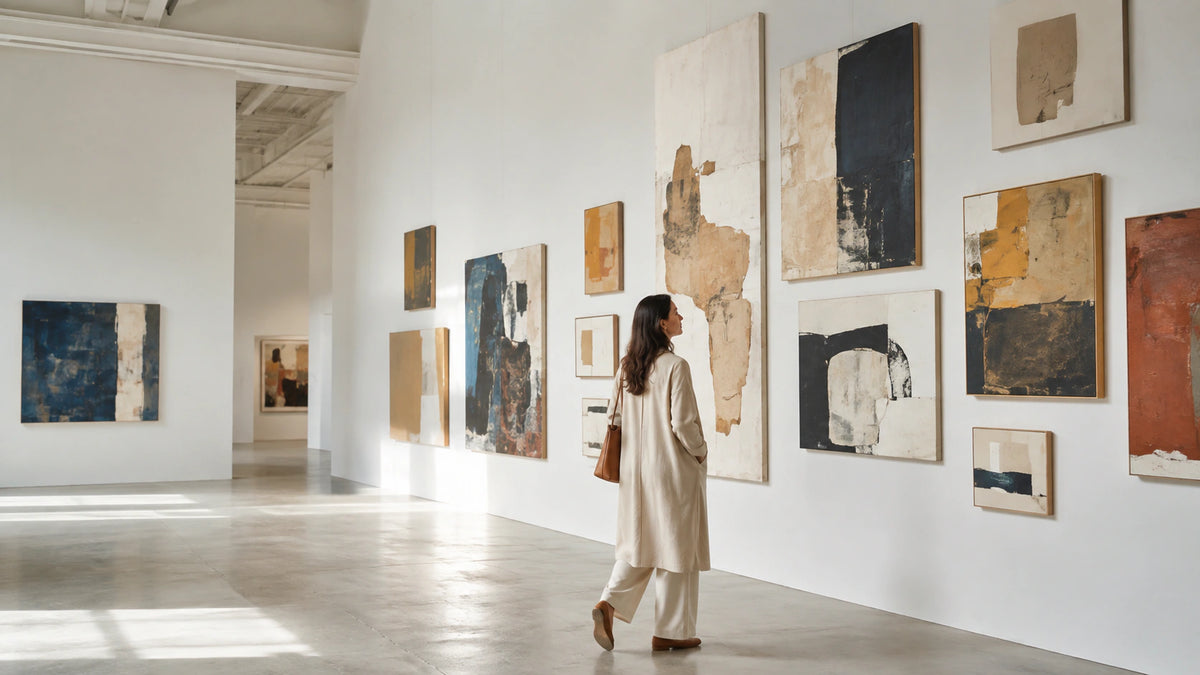 Original abstract art in a considered neutral interior
