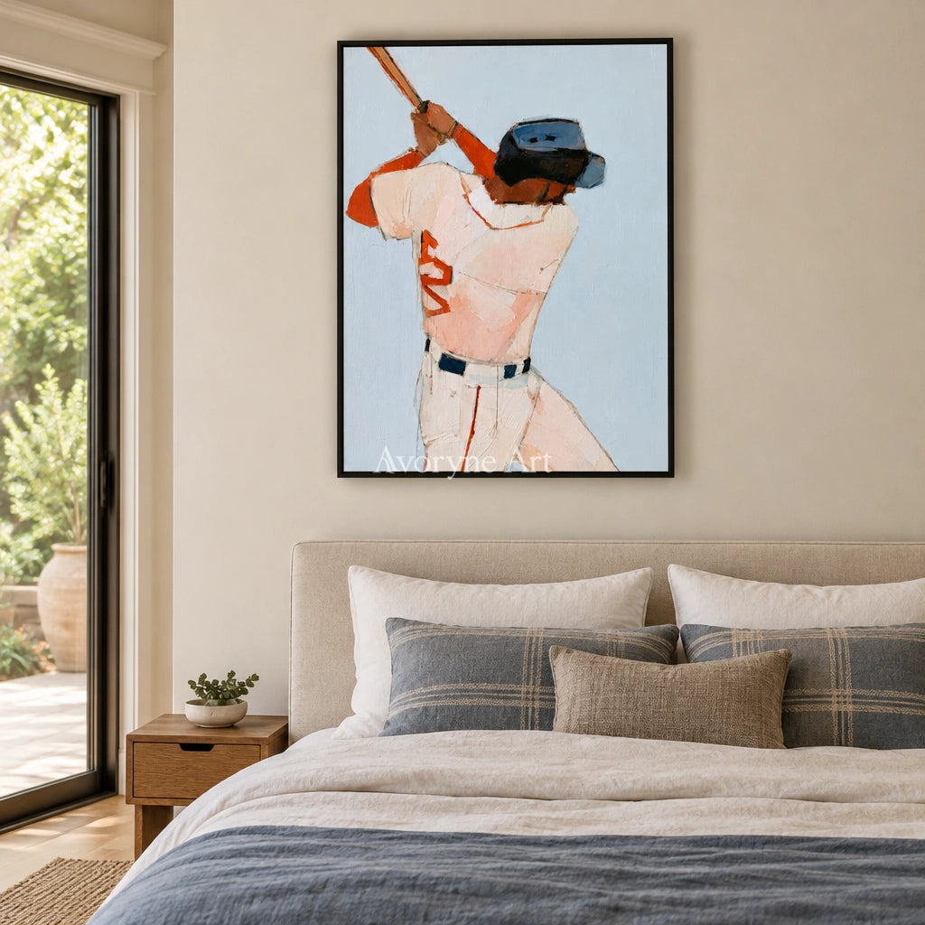 Ivory Amber Reverie: Baseball Figure Art — bedroom black