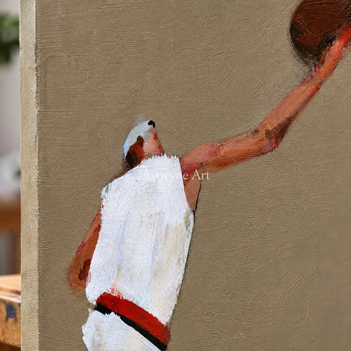 Ivory Gentle Memory: Basketball Figure Art — detail easel