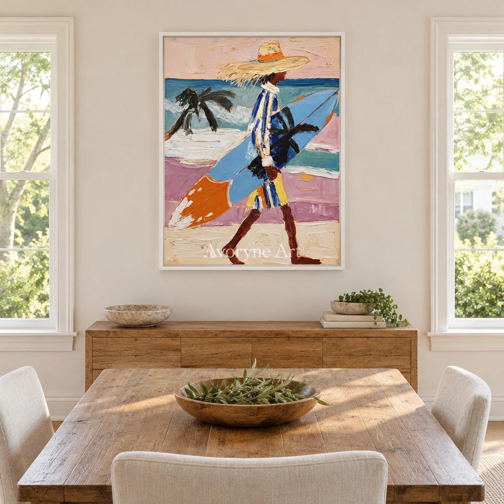 Ivory Winding Sonata: Beach Walker Art — dining white