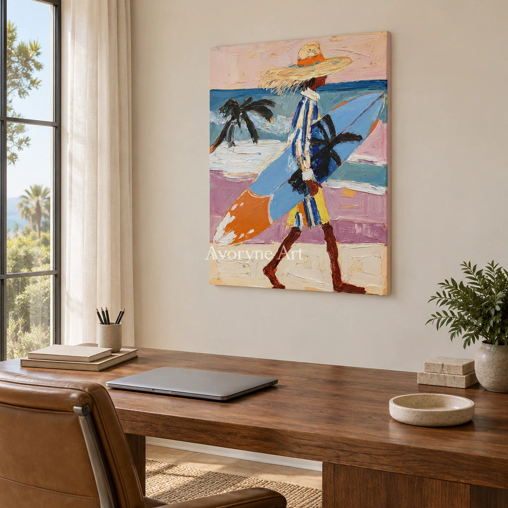 Ivory Winding Sonata: Beach Walker Art — office frameless
