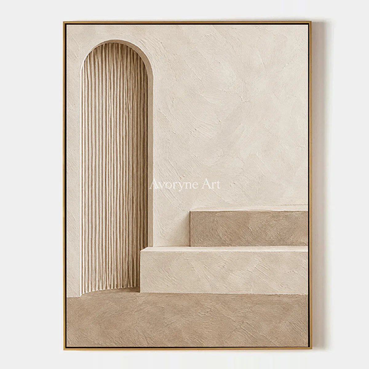 Arched Stillness: Beige Architectural Relief Wall Art — primary