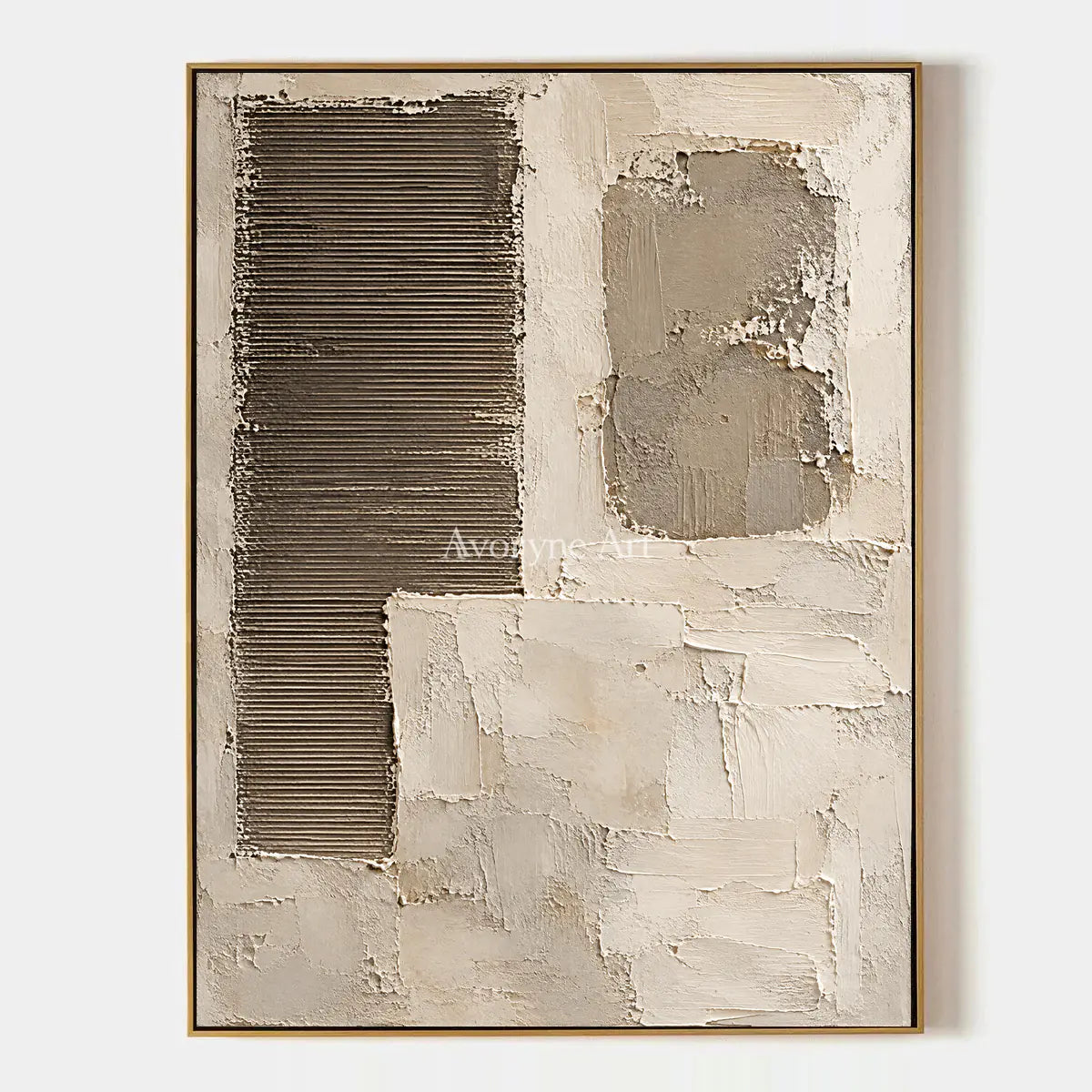 Earthen Intervals: Beige Geometric Texture Wall Art — primary