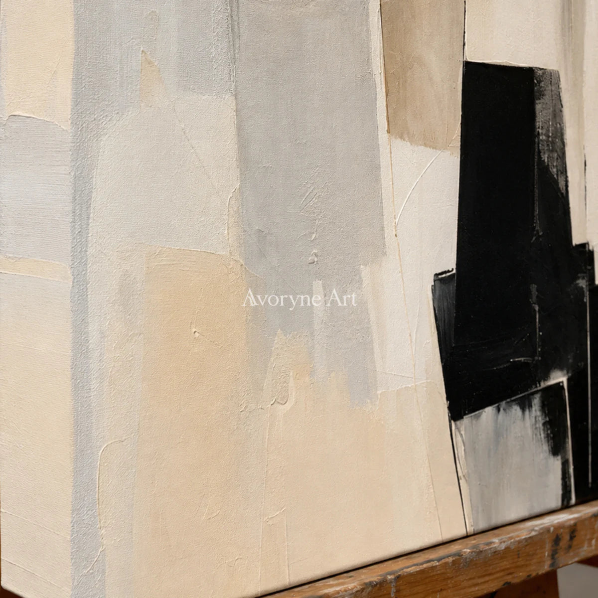 Parallel Company: Beige Minimalist Figure Wall Art — detail easel
