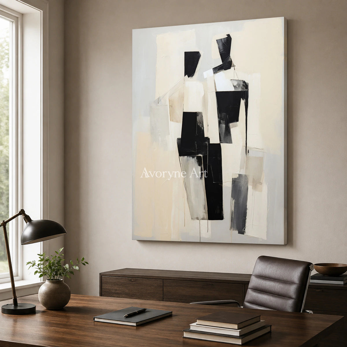 Parallel Company: Beige Minimalist Figure Wall Art — office frameless