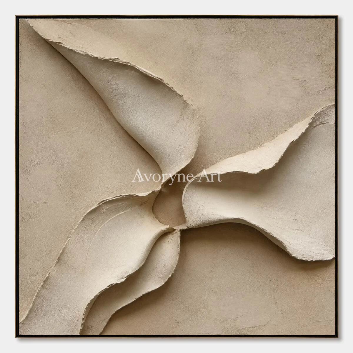 Quiet Mantle: Beige Square Textured Abstract Wall Art - main