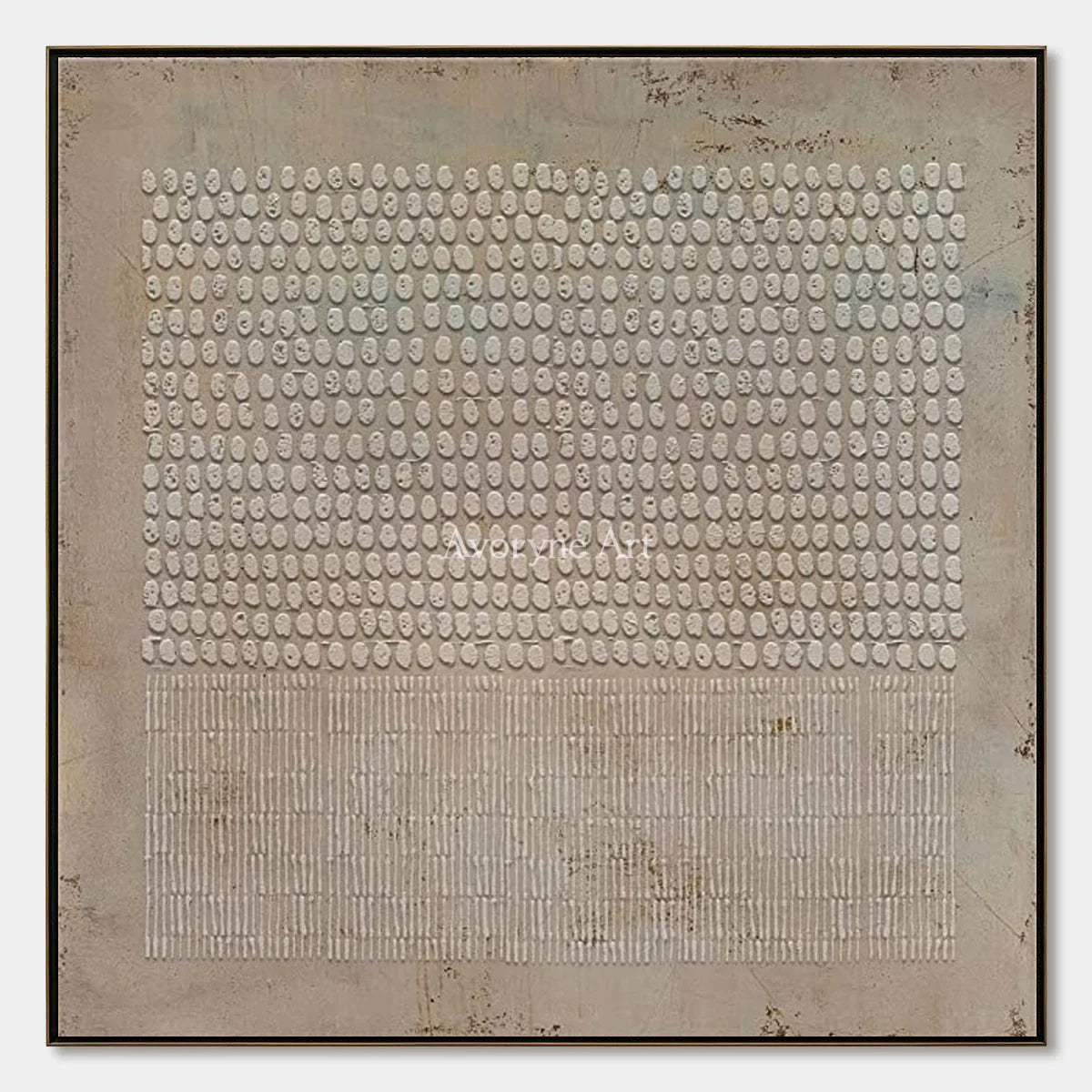 Pebble Ledger: Beige Square Textured Grid Wall Art — primary