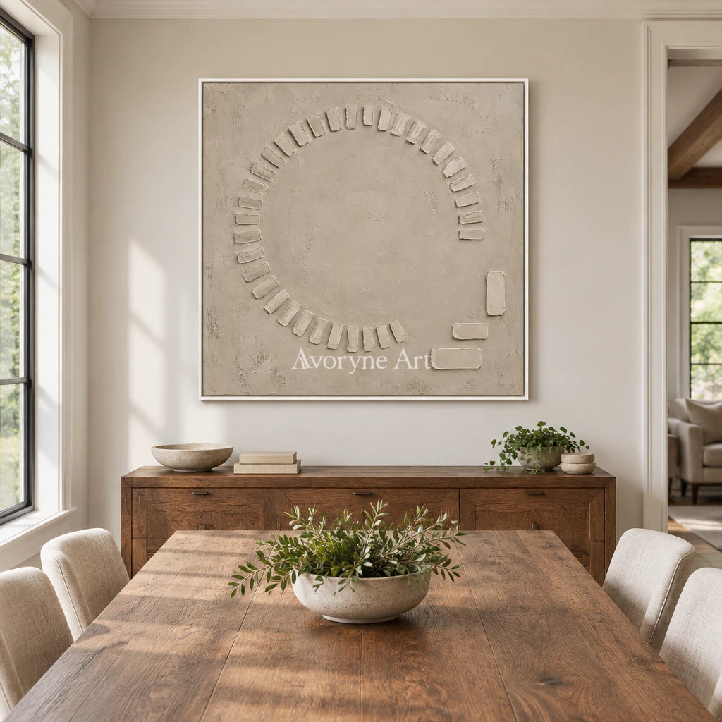 Open Assembly: Beige Textured Abstract Wall Art — dining white
