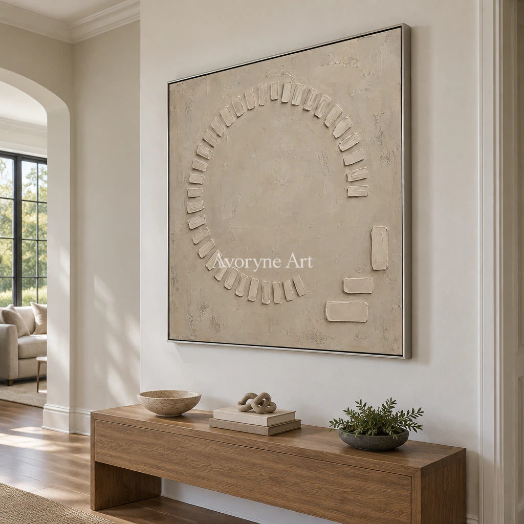 Open Assembly: Beige Textured Abstract Wall Art — entry silver