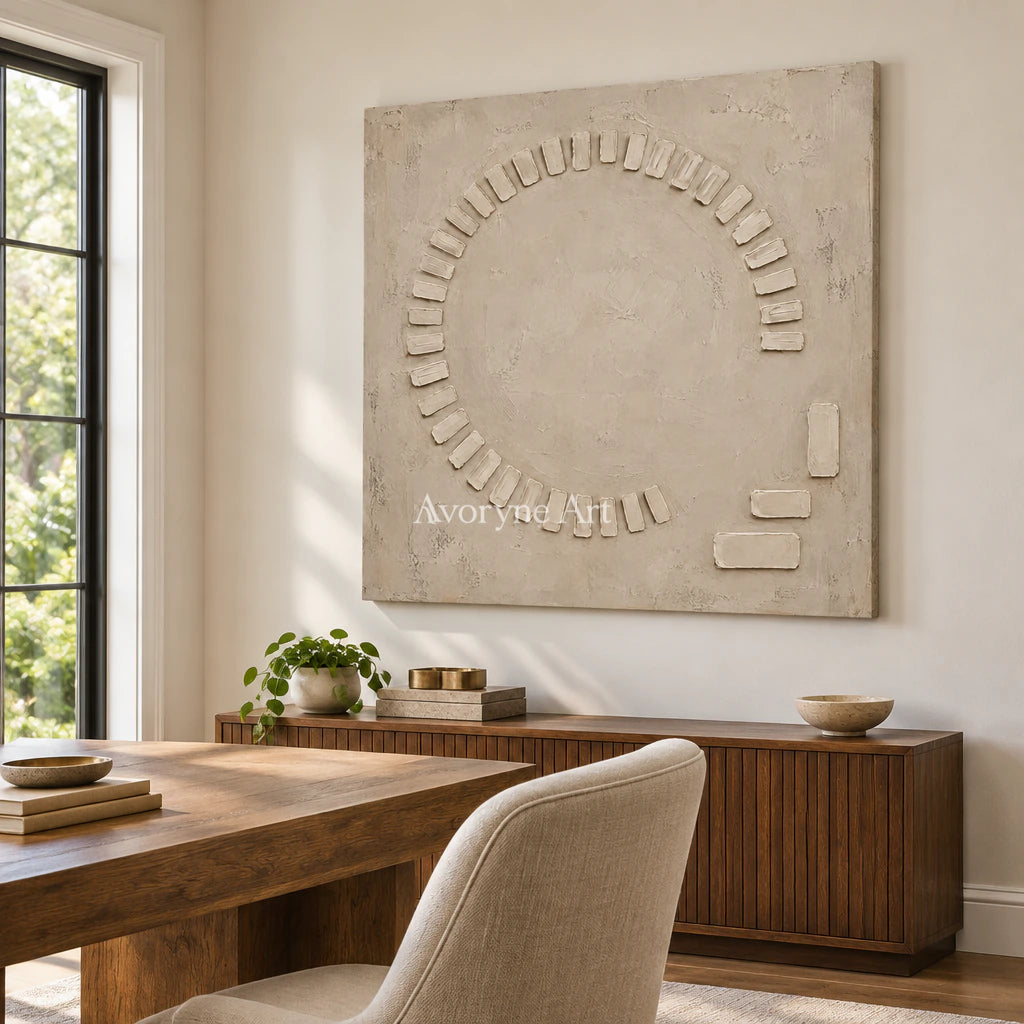 Open Assembly: Beige Textured Abstract Wall Art — office frameless