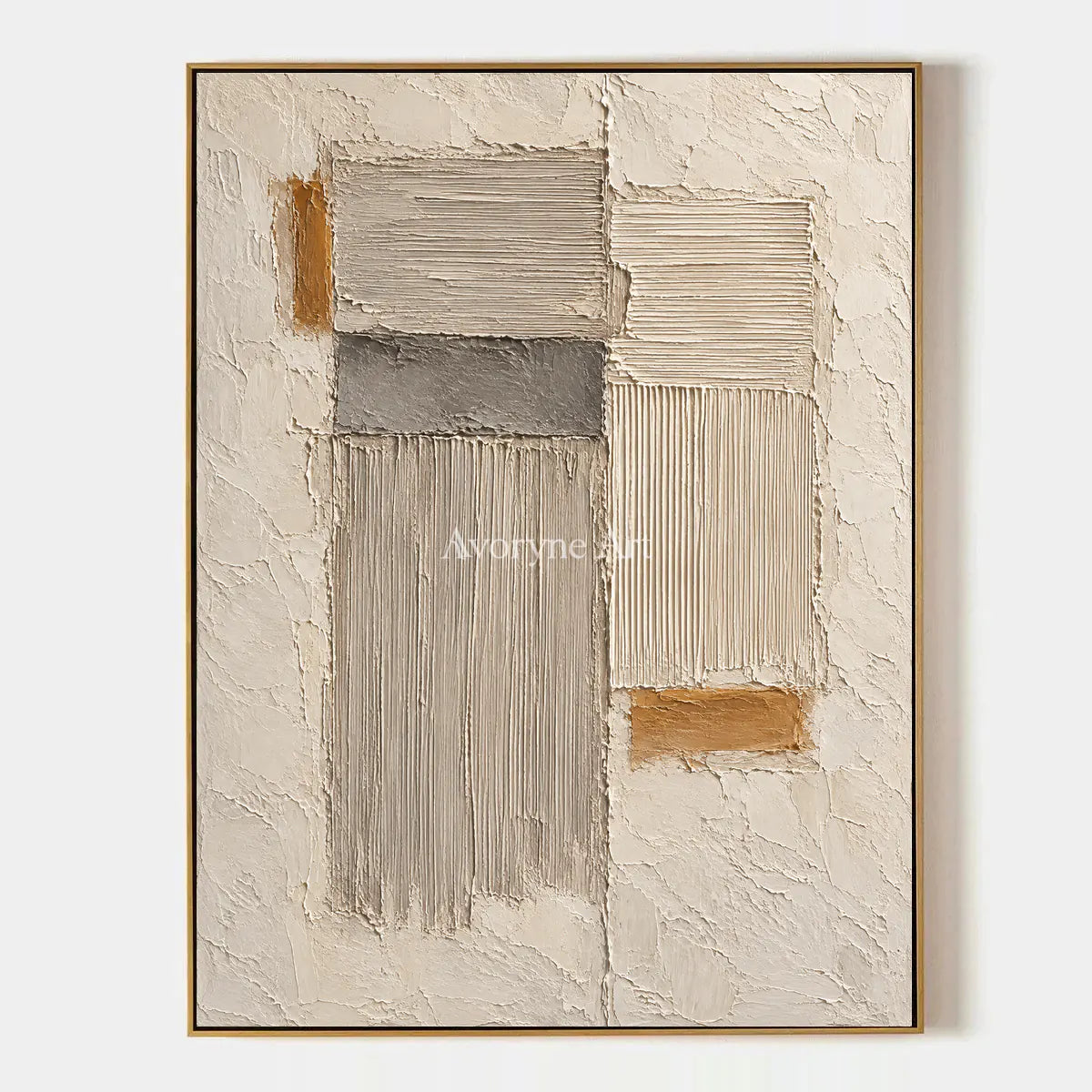Sandstone Rhythm: Beige Textured Abstract Wall Art — primary