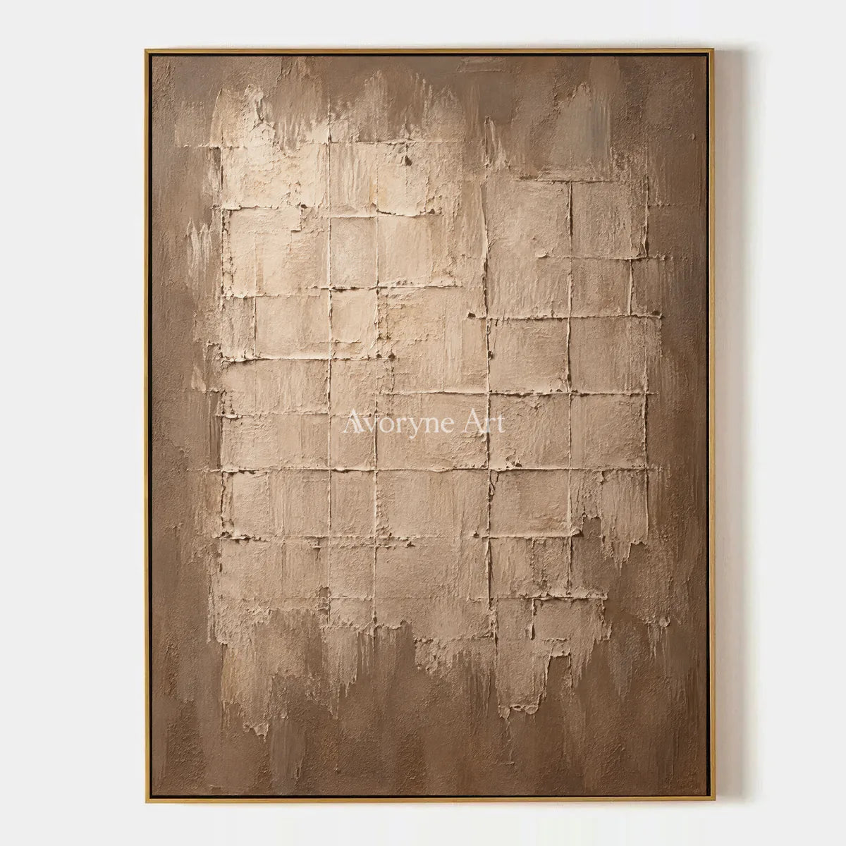 Claylattice: Beige Textured Grid Wall Art — primary