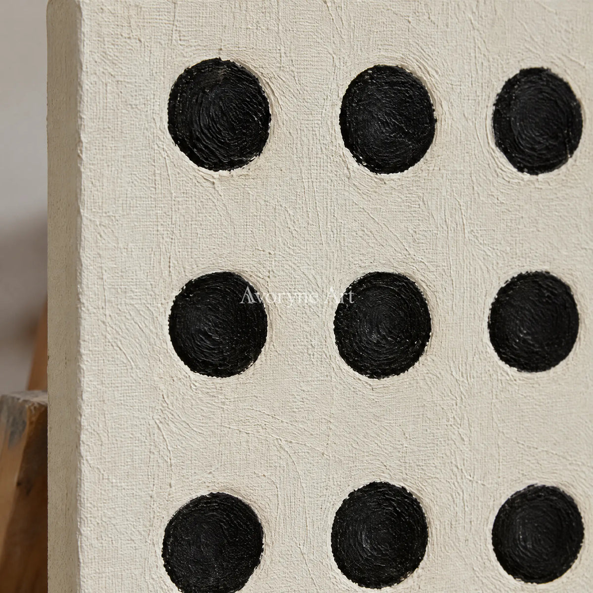 Aster Lyric: Black Dot Relief — detail easel