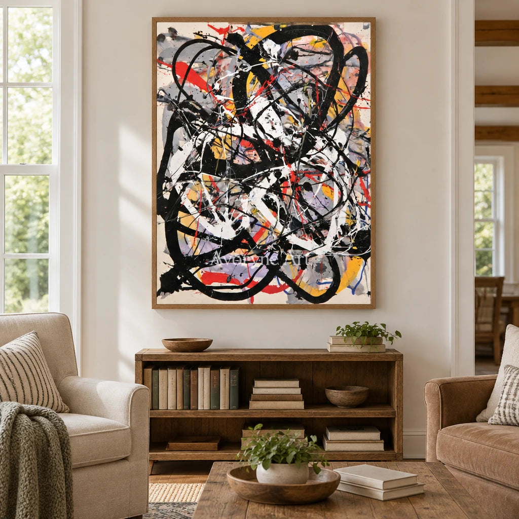 Ivory Lucent Solace: Black Drip Abstract — villa wood