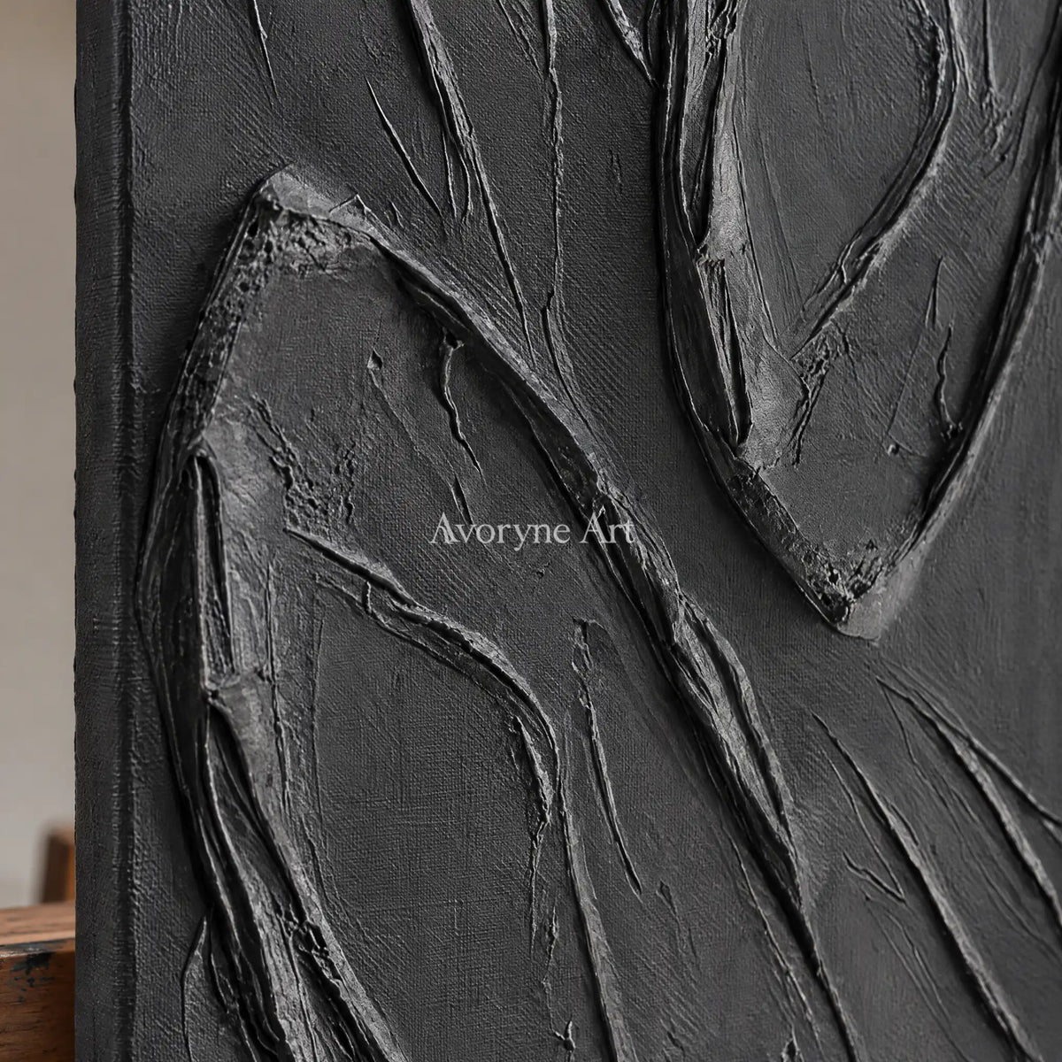 Aster Blossom: Black Folded Relief — detail easel
