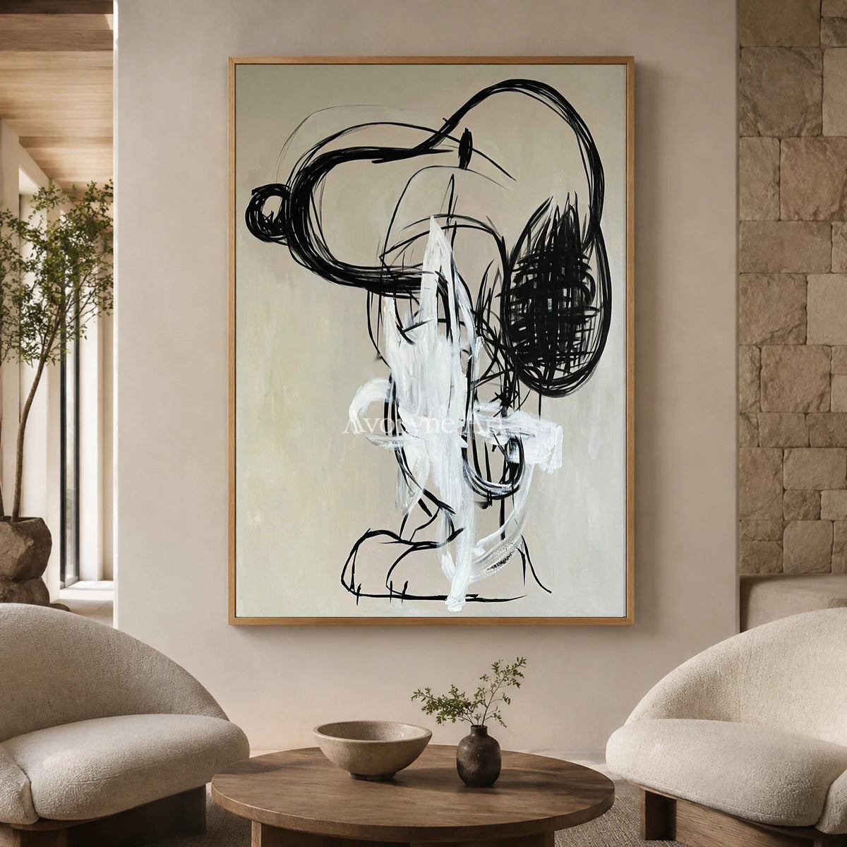 Unruly Cadence: Black Gestural Graffiti Abstract Wall Art — hotel wood