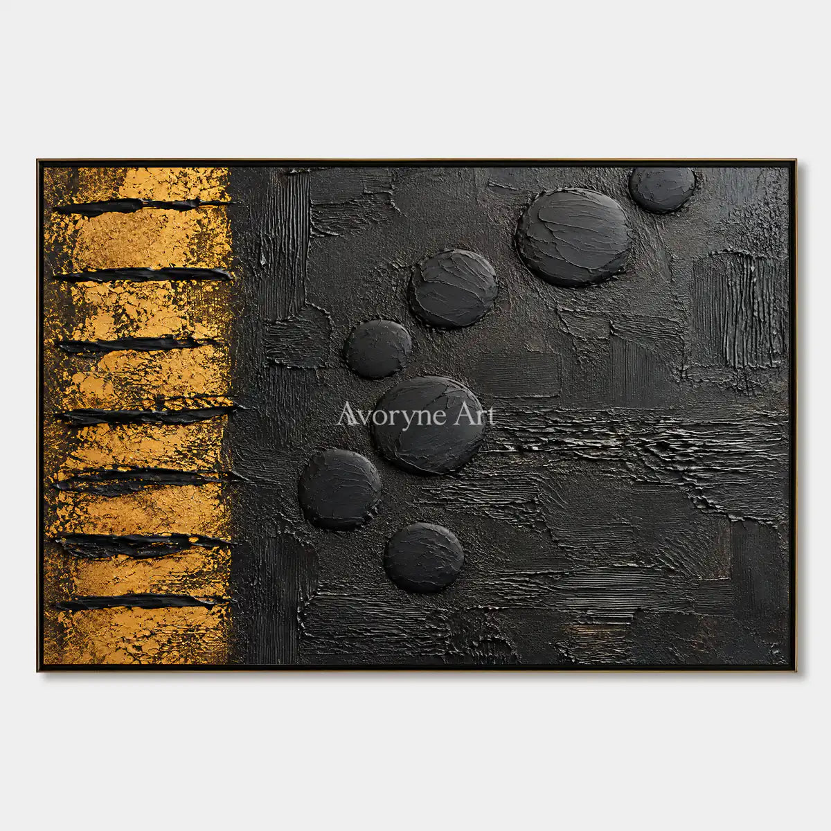 Ember Sequence: Black Gold Abstract Art — primary