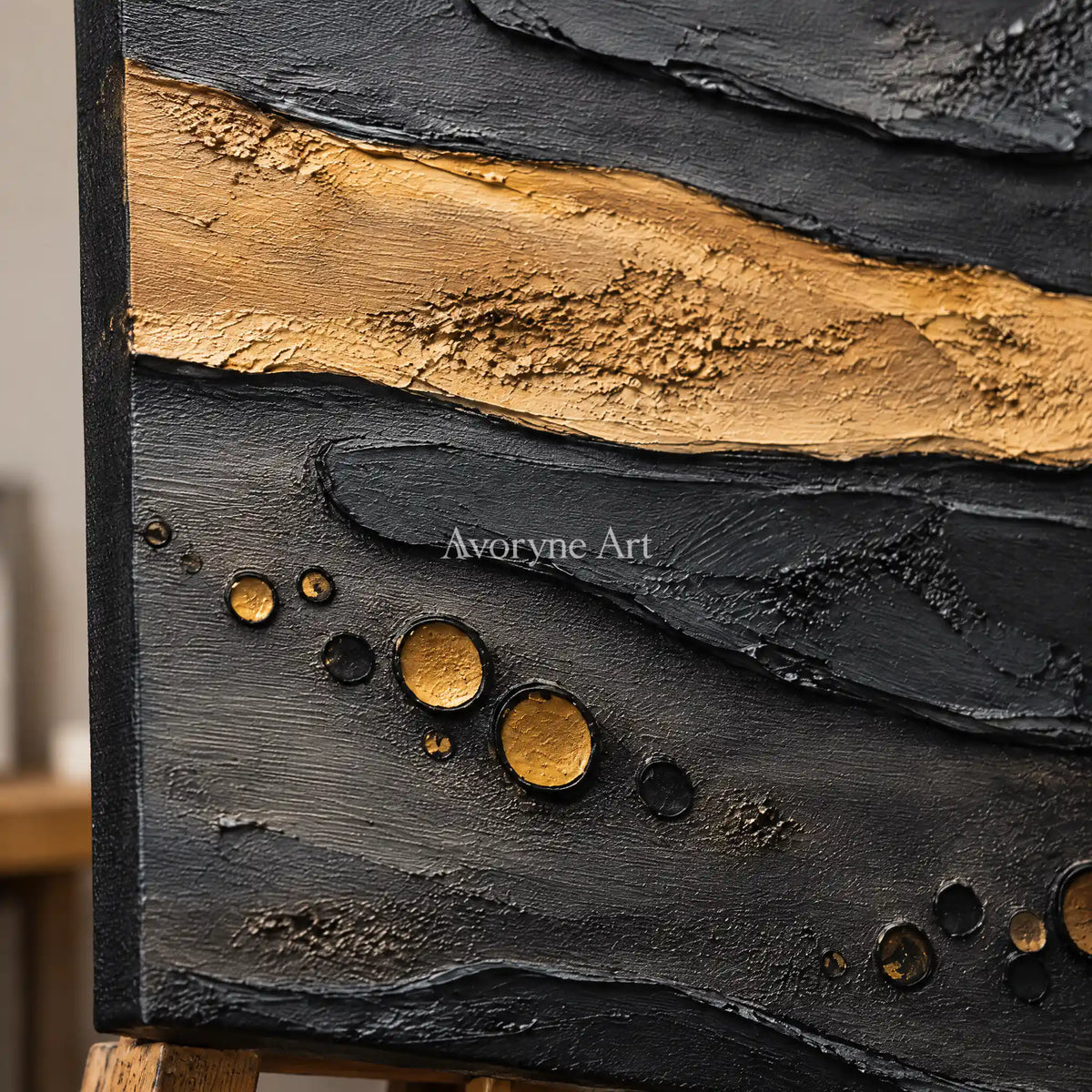Arc Relic: Black Gold Texture Art — detail easel