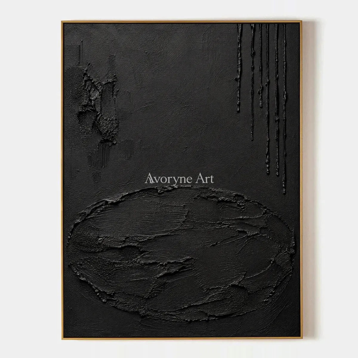 Obsidian Traces: Black Texture Abstract Wall Art — primary