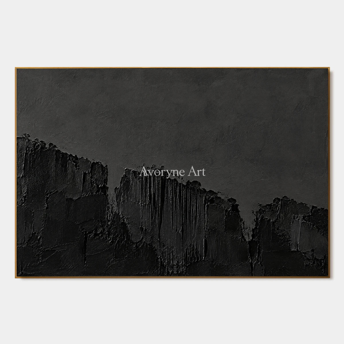 Nocturne Masses: Black Texture Abstract Wall Art — primary