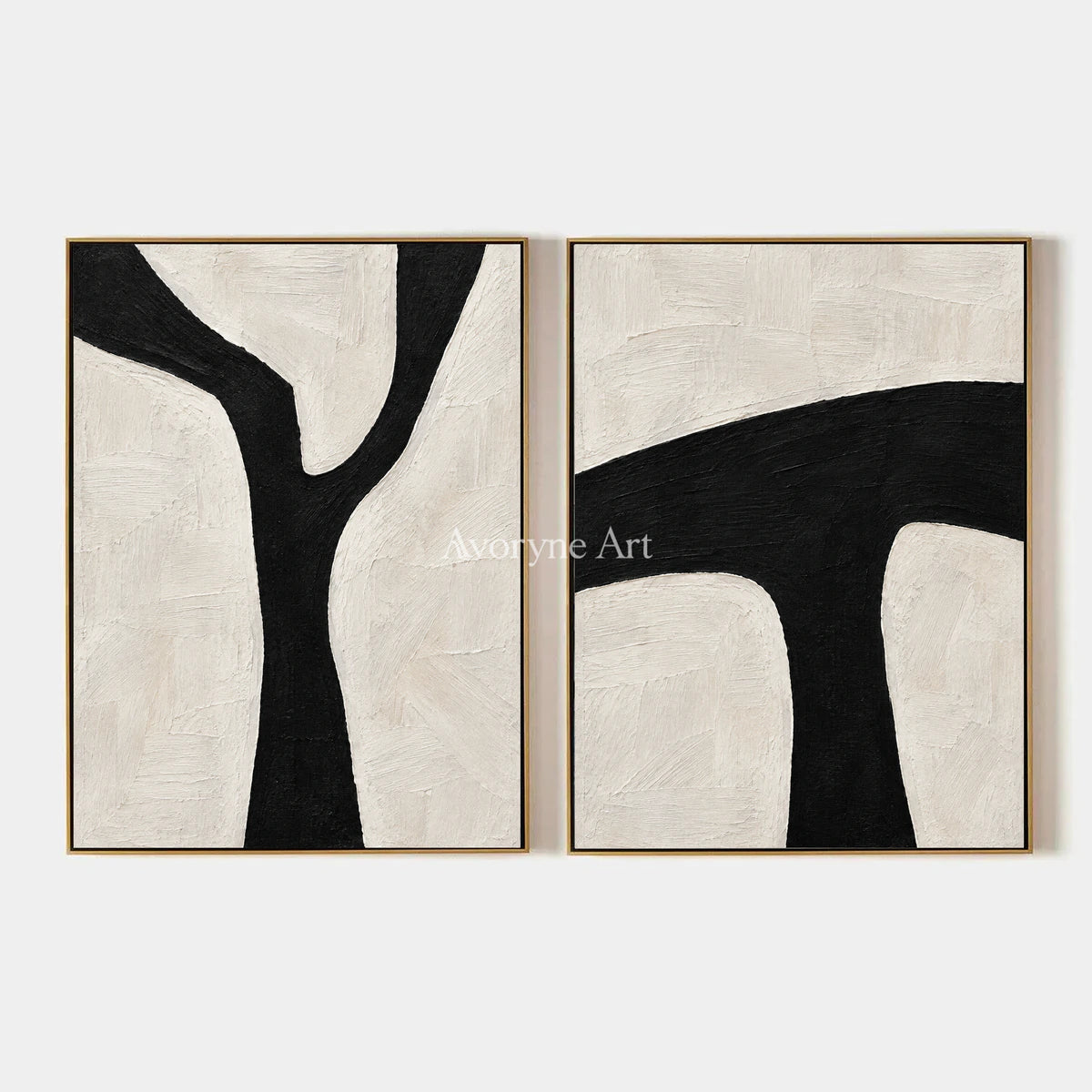 Branching Balance: Black White Diptych Wall Art — primary