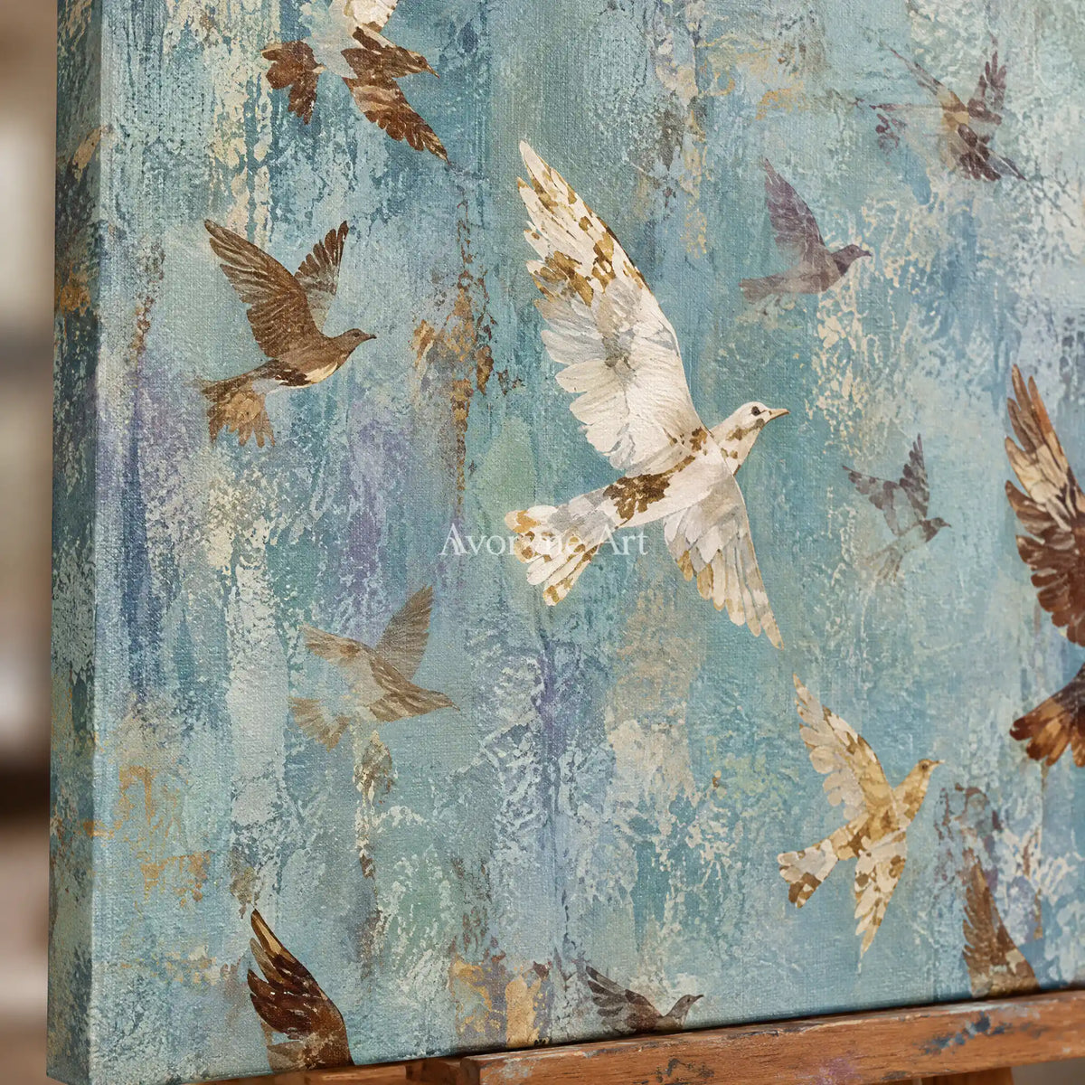 Aster Pearl: Blue Bird Relief — detail easel