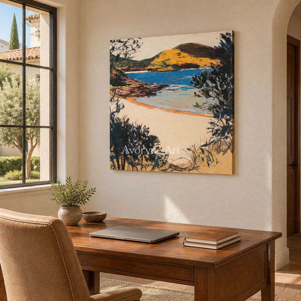 Ivory Gentle Current: Blue Coastal Cove — office frameless