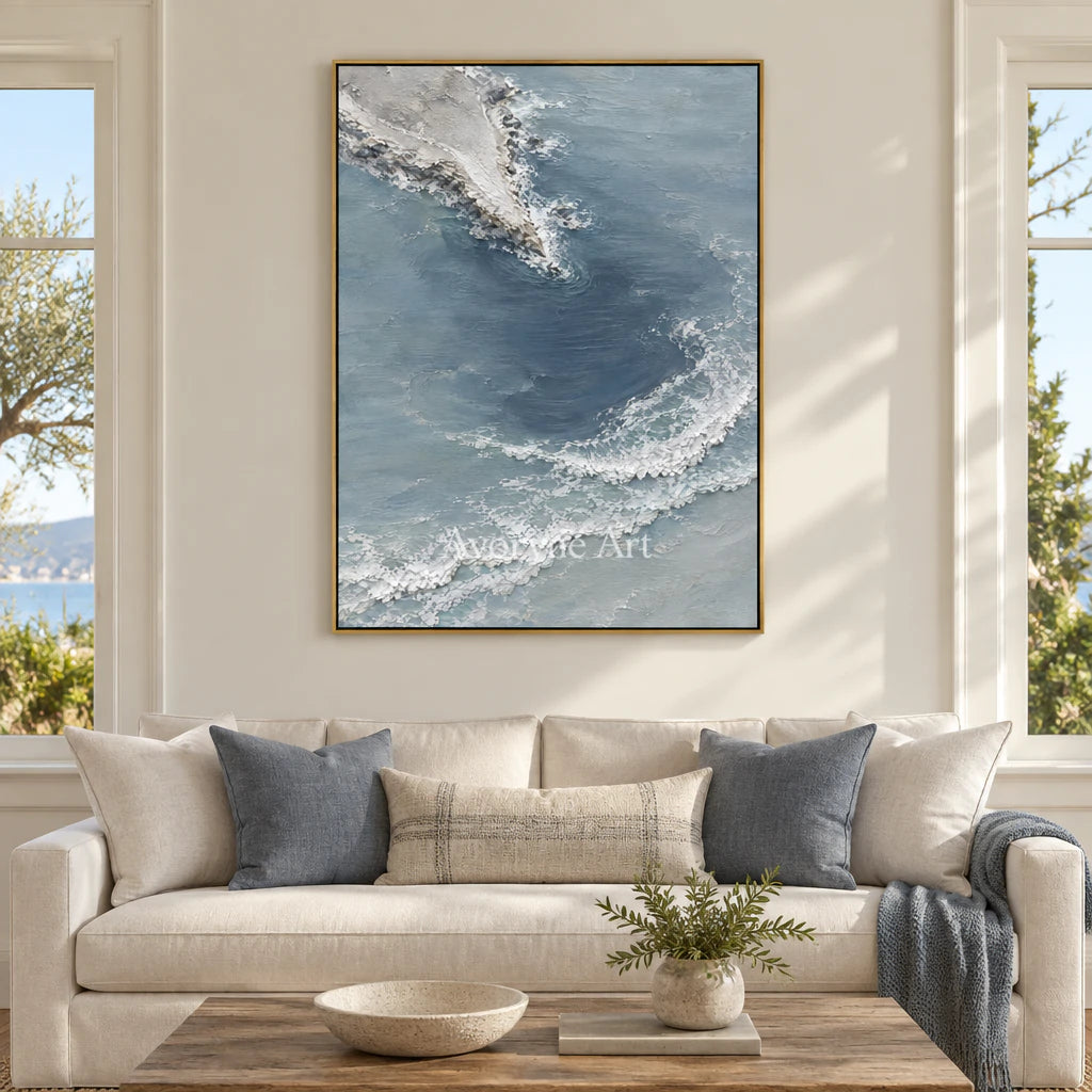 Blueward Inlet: Blue Coastal Landscape Wall Art — living gold
