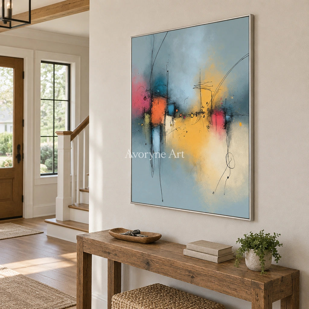 Ivory Painted Refrain: Blue Color Burst Art — entry silver