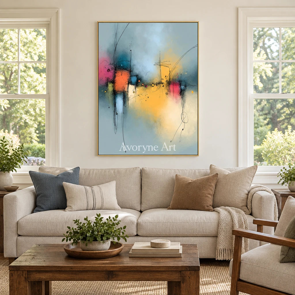 Ivory Painted Refrain: Blue Color Burst Art — living gold