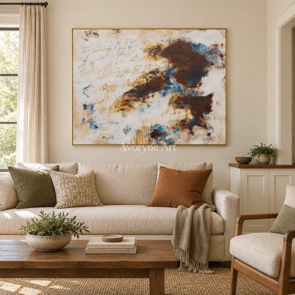 Ivory Quiet Prelude: Blue Earth Gesture Art — living gold