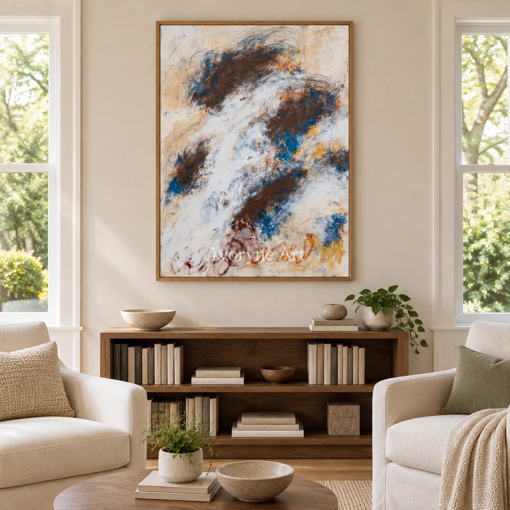Ivory Lucent Refrain: Blue Earth Gesture Art — villa wood