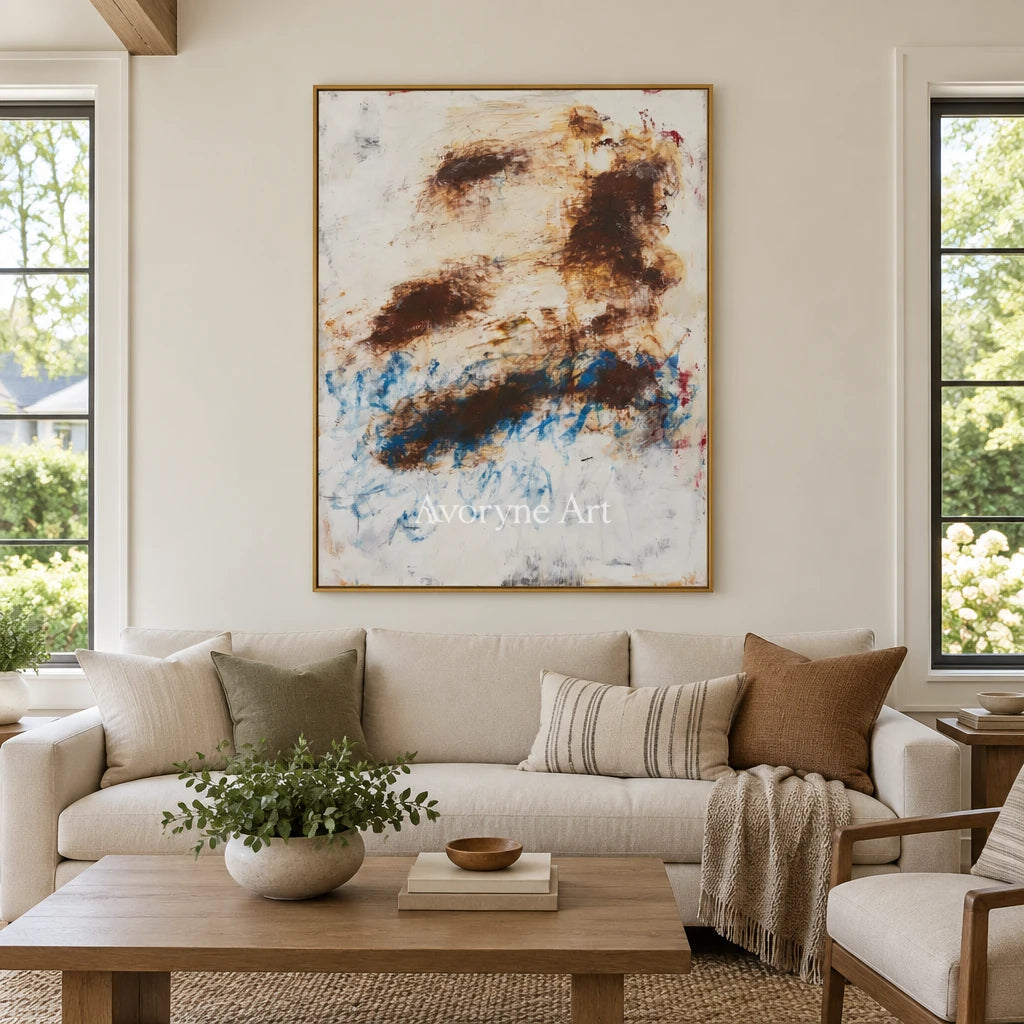 Ivory Lucent Passage: Blue Earth Gesture Art — living gold