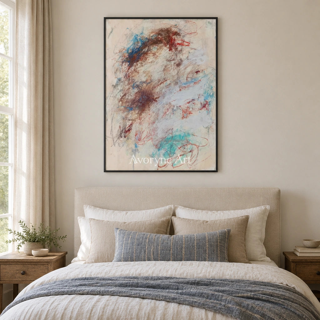 Ivory Lucent Rhythm: Blue Earth Gesture Art — bedroom black