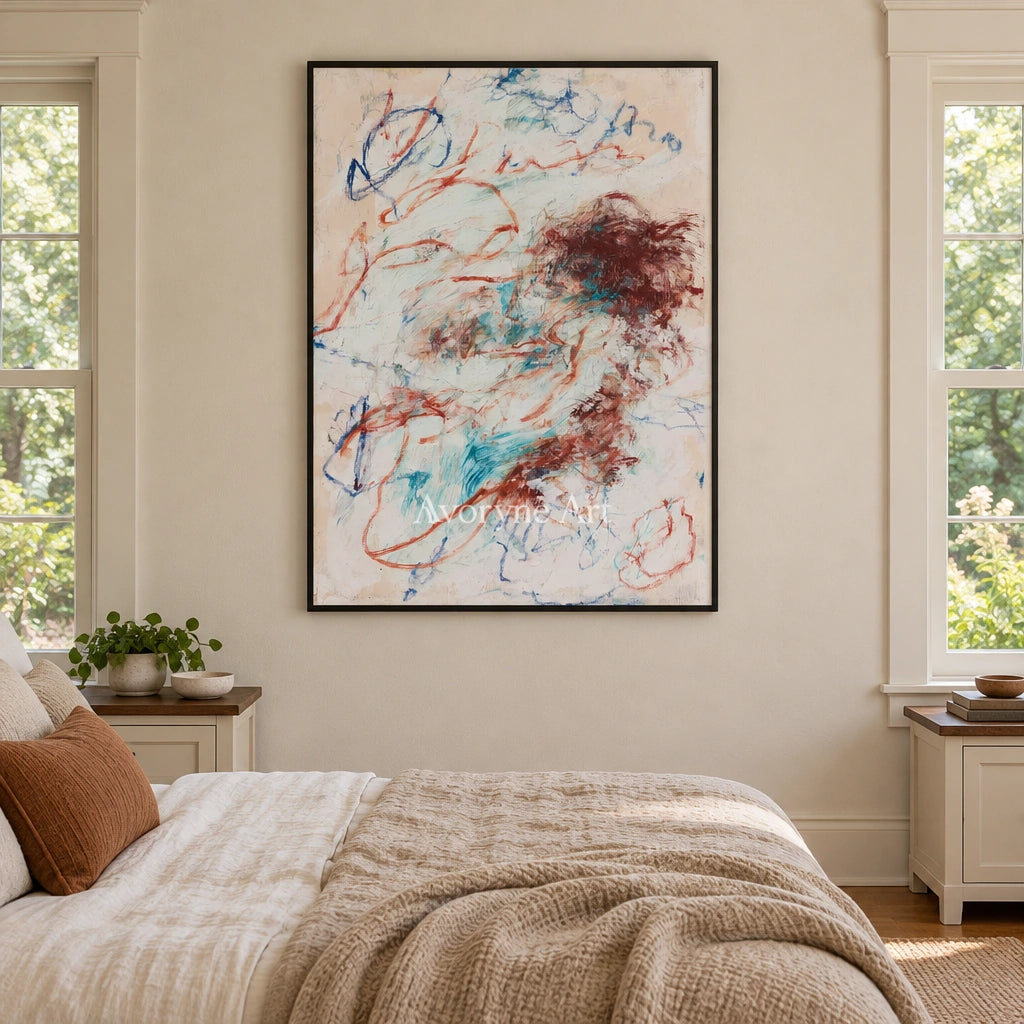 Ivory Lucent Echo: Blue Earth Gesture Art — bedroom black