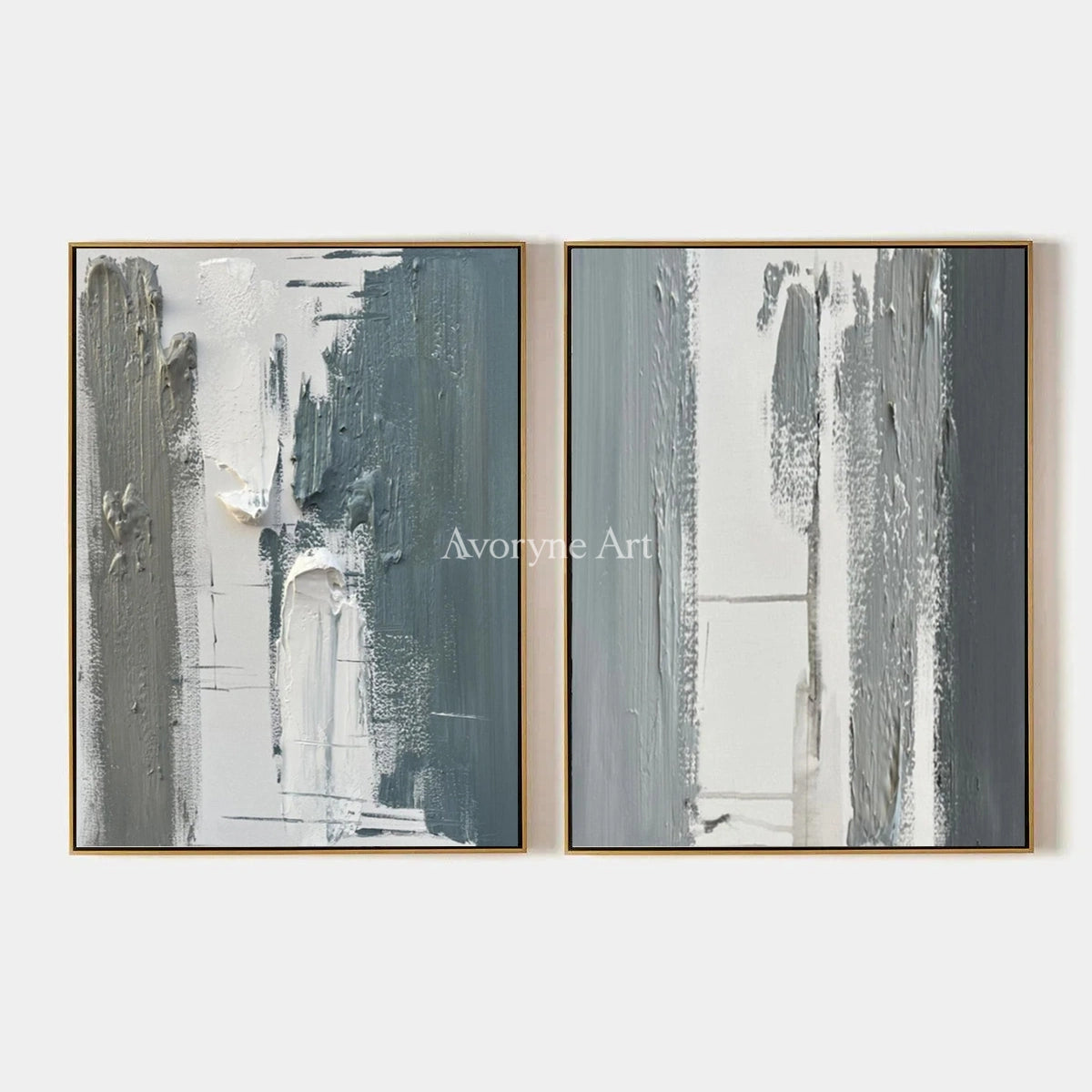 Muted Mosaic, hand-painted blue flow texture diptych by Eleanor Hayes