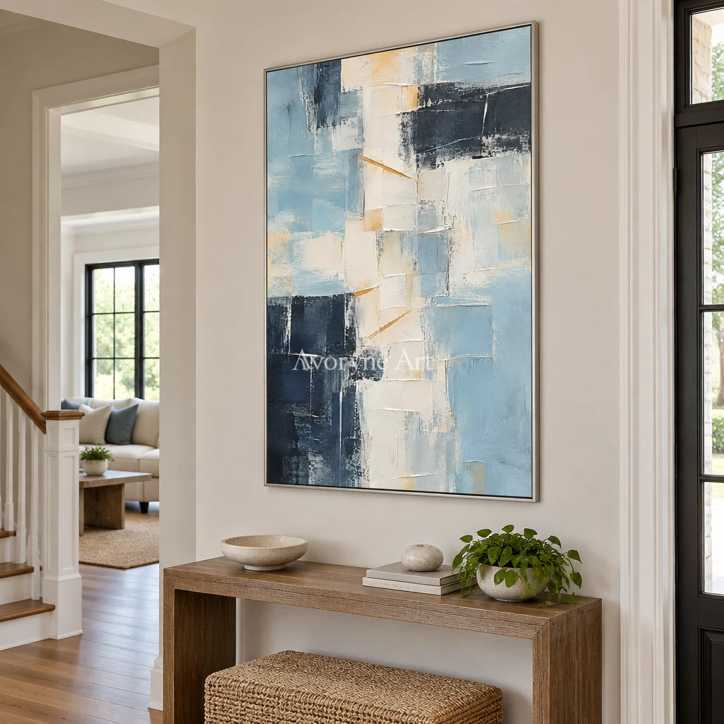 Aven Blue Palimpsest: Blue Geometric Abstract — entry silver