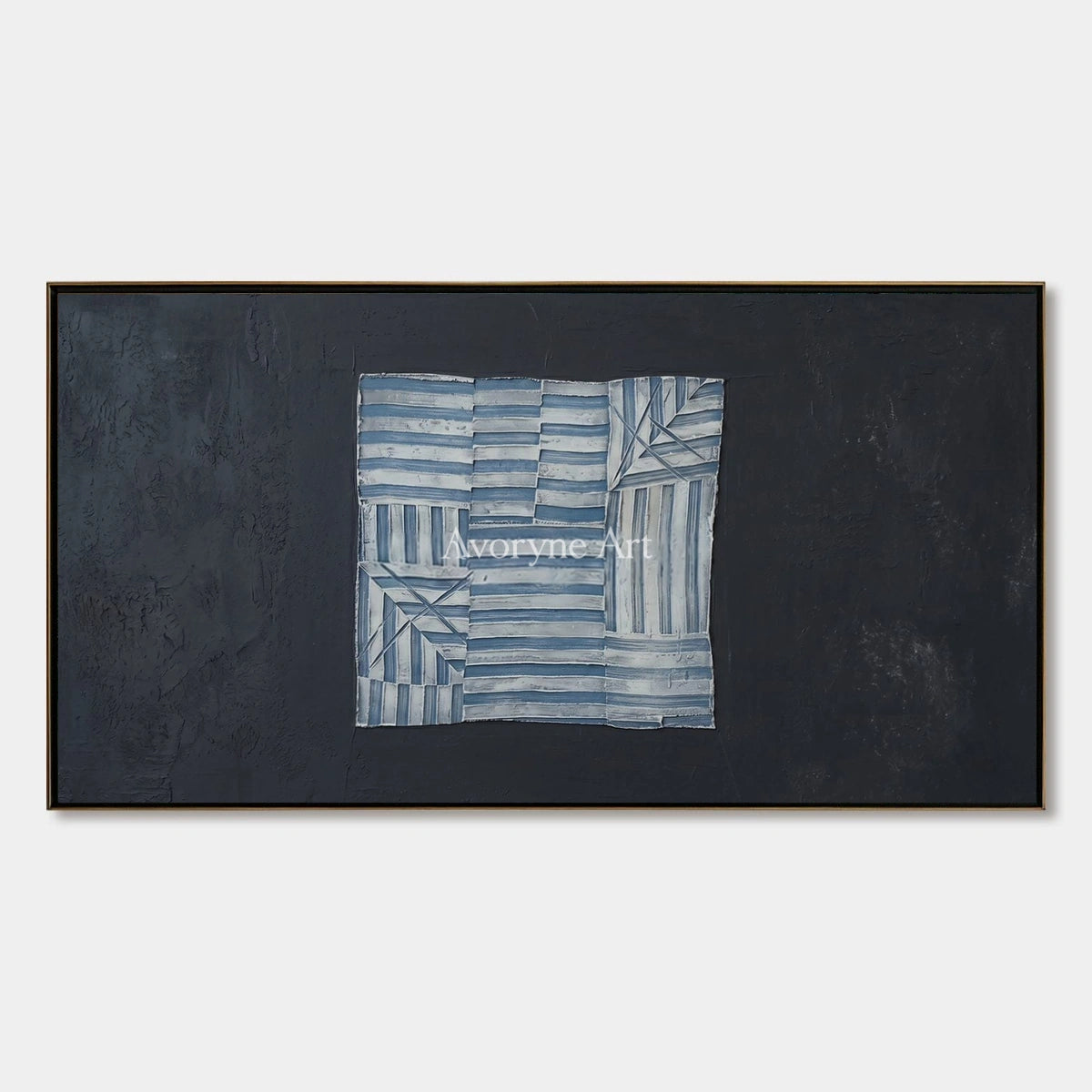 Mineral Refrain, hand-painted blue geometric texture wall art by Min-Jun Park