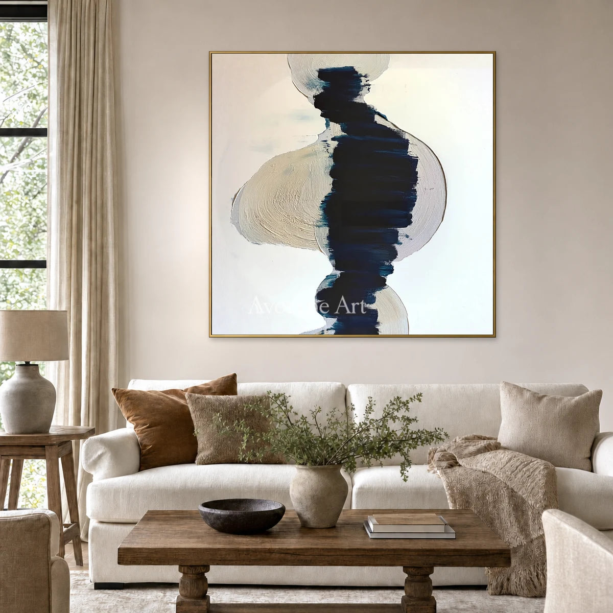 Indigo Axis: Blue Gestural Texture Square Abstract Wall Art — living gold