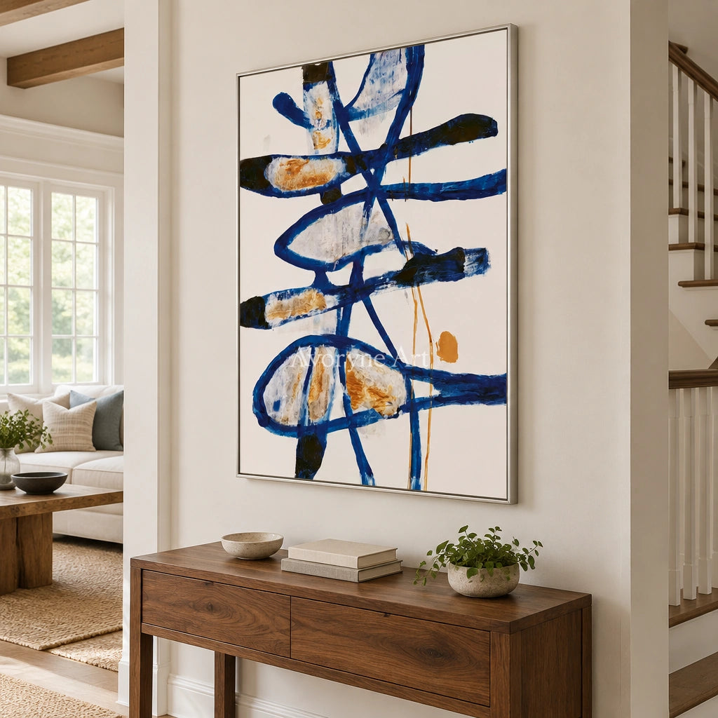 Ivory Quiet Vista: Blue Gesture Abstract — entry silver
