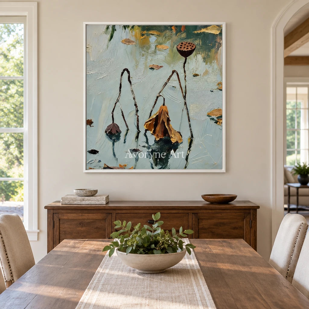 Aster Halo: Blue Lotus Pond Art — dining white