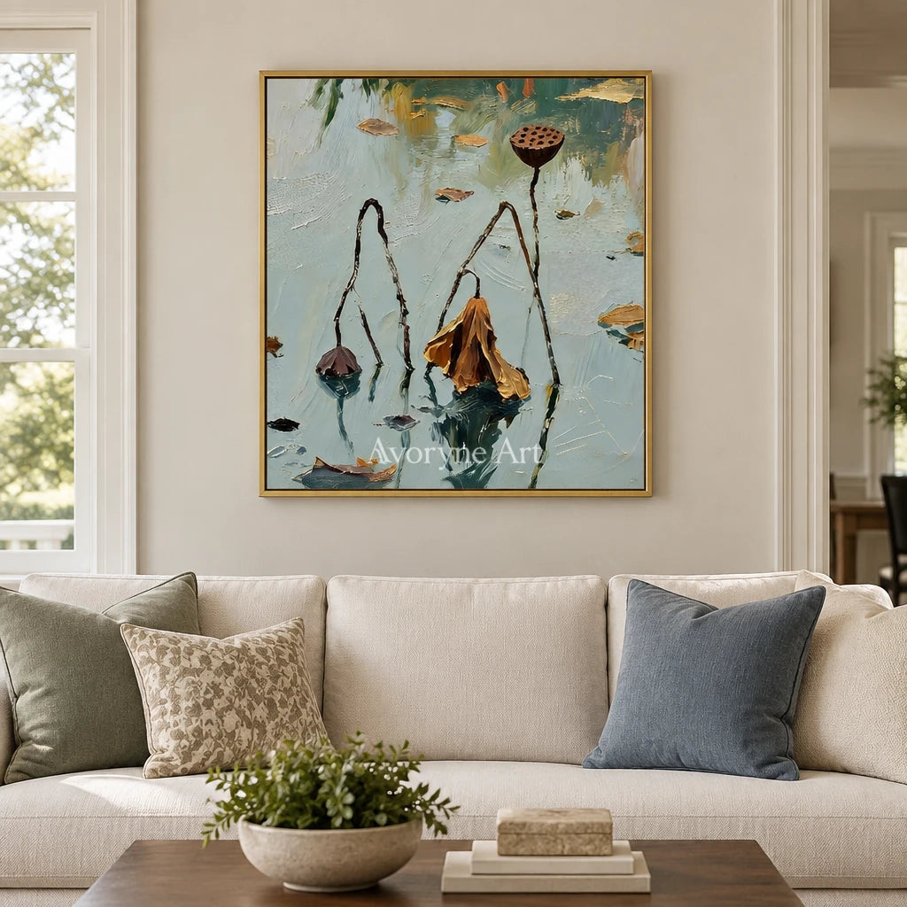 Aster Halo: Blue Lotus Pond Art — living gold