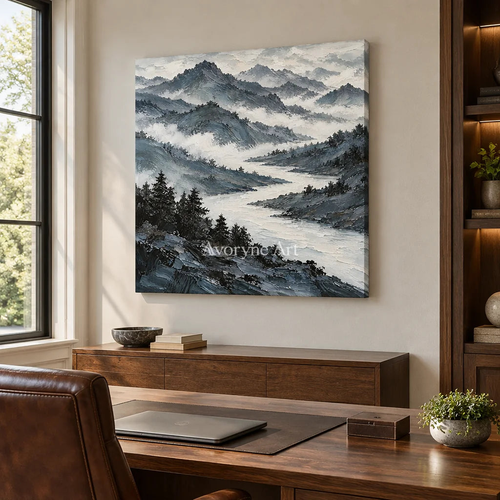 Cloudborne: Blue Mountain Landscape Art — office frameless