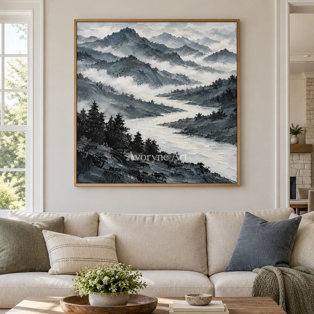 Cloudborne: Blue Mountain Landscape Art — villa wood