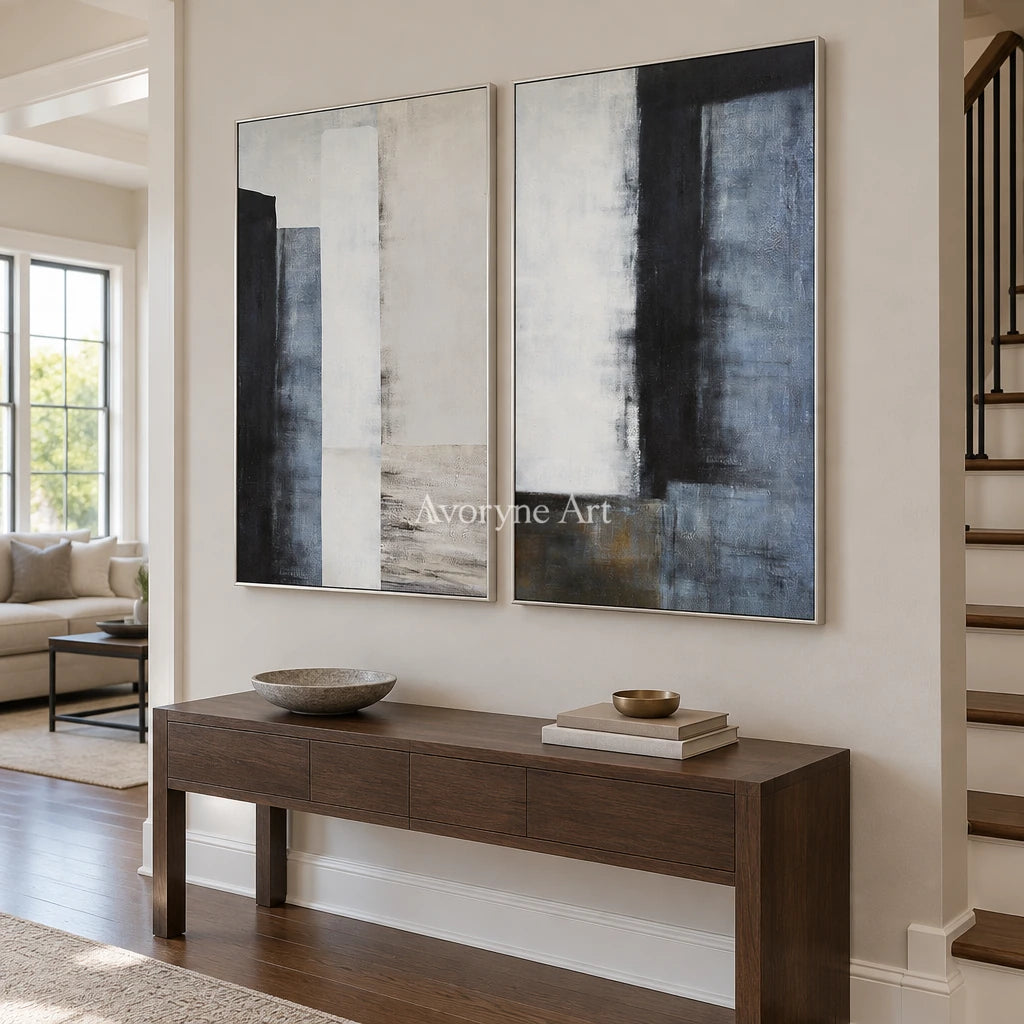 Aster Bloom: Blue Neutral Diptych — entry silver