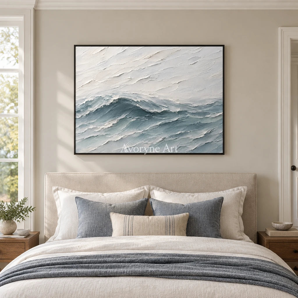 Tidelilt: Blue Ocean Texture Wall Art — bedroom black
