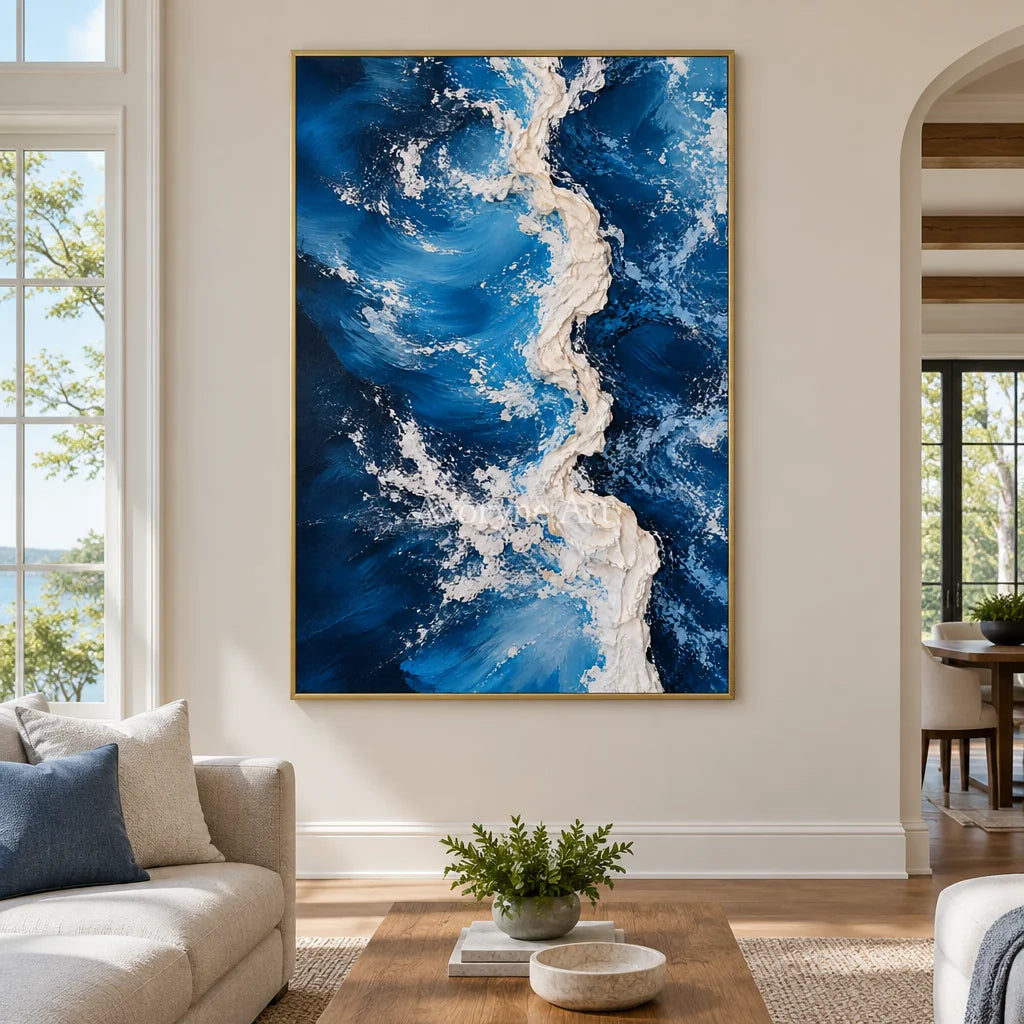 Deepwater Crest: Blue Ocean Wave Wall Art — living gold